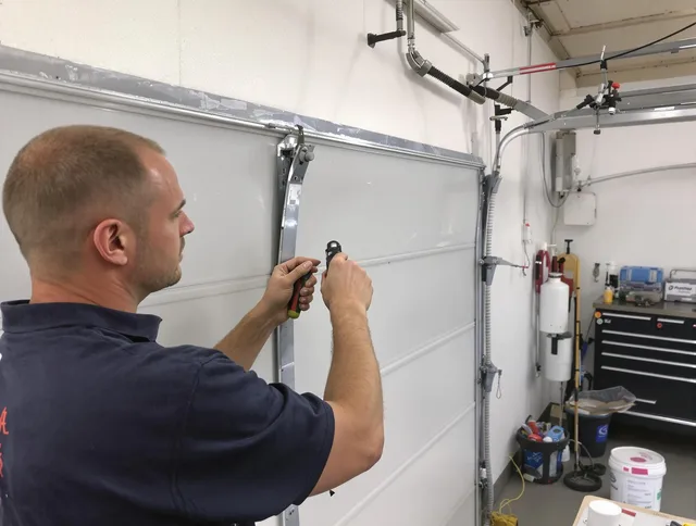 Before and after garage door dent repair by Florence-Graham Garage Door Repair in Florence-Graham