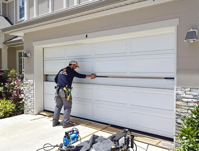 Florence-Graham Garage Door Repair team performing complete garage door replacement at Florence-Graham residence