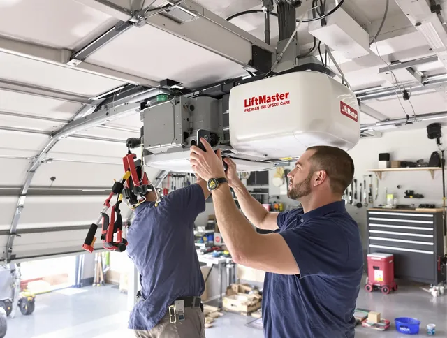 Florence-Graham Garage Door Repair technician performing advanced diagnostics on garage opener in Florence-Graham